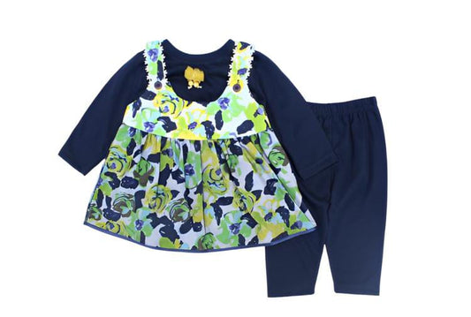 Toddler 3 Pcs T-Shirt, Frock Upper & Trouser Set