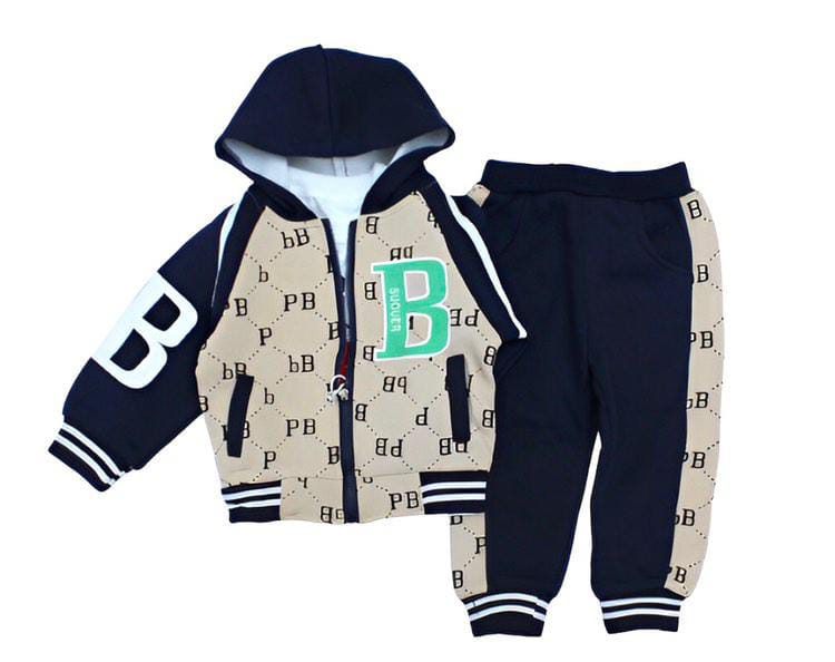 Baby 3 Pcs Zipper Hoodie, T-Shirt & Jogger Pant Set