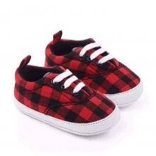 Boys Prewalking Sneakers With Checks Detailing  - Red