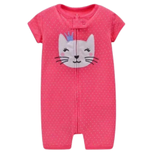 Carters Cotton Zipper Romper - Cat