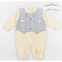 Mother’s Choice Full Footed Fleece Romper With Bow - Grey