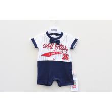 Boys Summer Romper With Attached Bow - Blue