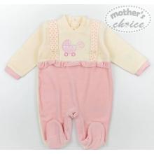 Mother’s Choice Full Footed Fleece Romper - Pink Carrier 