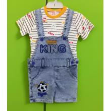 Ikizler 2 Pcs  Detachable T-Shirt & Dungaree Set With Pocket Detailing  - Kings