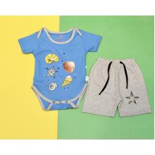 Toddlers 2 Pcs Bodysuit & Shorts Set - Marine