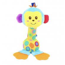 Happy Monkey Hand Rattle With Attached Teether - Monkey 
