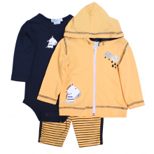 Ohm & Emmy 3 Pcs Hooded Upper, Bodysuit & Trouser Set -Clouds/Zebra