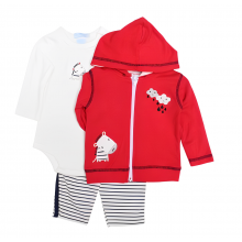 Ohm & Emmy 3 Pcs Hooded Upper, Bodysuit & Trouser Set -Clouds