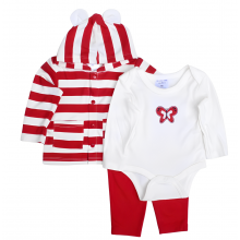 Wonder Child 3 Pcs Button Down Hoodie, Bodysuit & Trouser Set