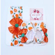 Girls 2 Pcs Set Booties With Headband - Oranges