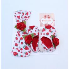 Girls 2 Pcs Set Booties With Headband - Strawberries 